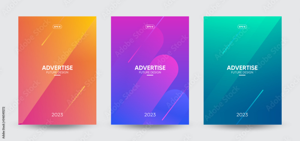 Poster set of modern abstract cover designs. abstract dynamic gradient shape composition. vector template, 