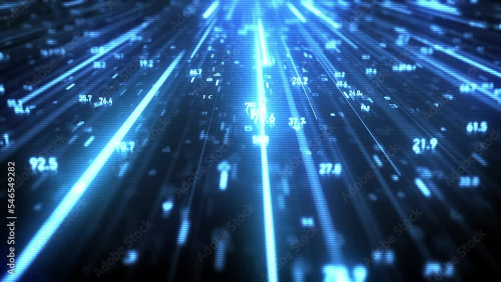 Poster big data digital business hitech background/ 4k animation of an abstract wallpaper big data business