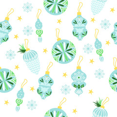Seamless pattern Merry Christmas. Vector illustration. Christmas decorations. Wallpaper.

