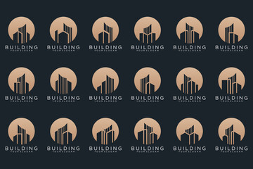 Set of Building, Real Estate, architecture and Construction logo design inspiration.