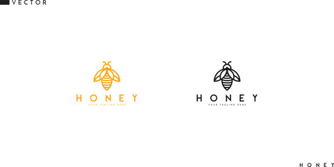 Honey logo. Isolated bee on white background