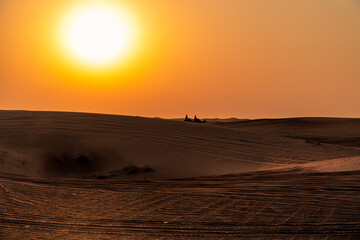 Beautiful sunset in the desert of Dubai