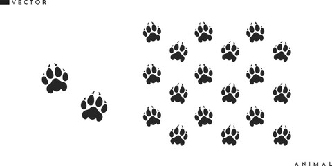 Tiger paw prints silhouette. Wild animal