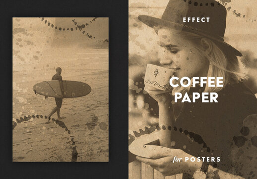 Coffee Paper Poster Effect Mockup