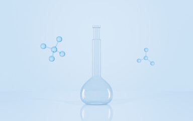 Glassware in the lab, 3d rendering.