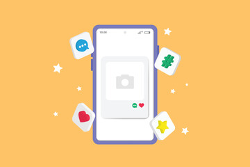 Social media platform. Online social communication applications concept. Vector illustration