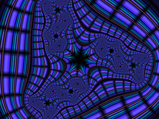 Blue fractal, abstract background with circles