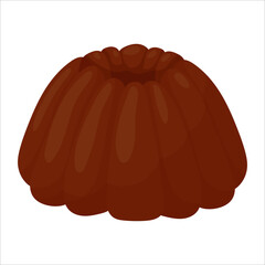 Cake. Pudding. Butter pastry. Confectionery. Bun for breakfast. Bakery. Vector illustration on a white background.