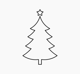 Christmas tree line icon with star. Christmas design element.