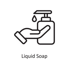 Liquid Soap Vector Outline Icon Design illustration. Housekeeping Symbol on White background EPS 10 File