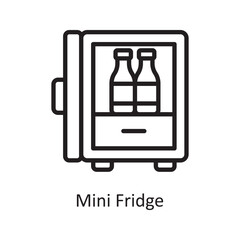 Mini Fridge Vector Outline Icon Design illustration. Housekeeping Symbol on White background EPS 10 File