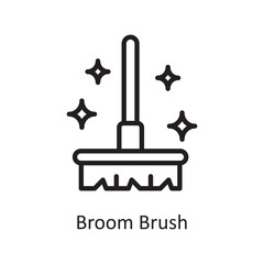 Broom Brush Vector Outline Icon Design illustration. Housekeeping Symbol on White background EPS 10 File