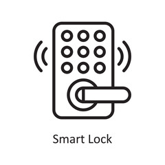 Smart Lock Vector Outline Icon Design illustration. Housekeeping Symbol on White background EPS 10 File