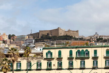 Fototapeta na wymiar The Castel Sant'Elmo overlooking Naples atop of Vomero hill