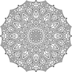 Hand Drawn Mandala, Round Indian Ornament