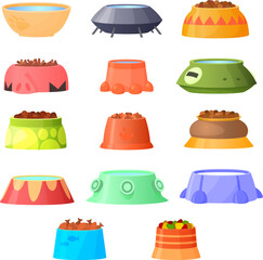 Fototapeta premium Hand drawn vector illustration of bowls for pets painted by hand is isolated on a white background.