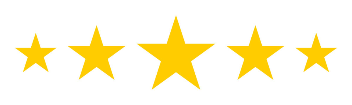 Five stars yellow flat icon transparent for apps and websites