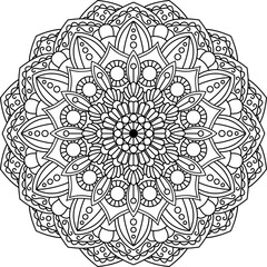 Hand drawn Mandala, Black and white vector illustration