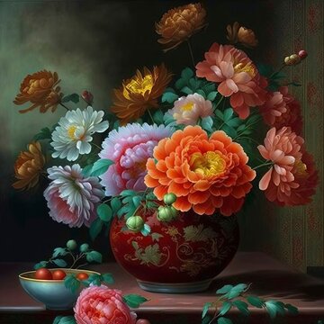 flower pots, digital paintings