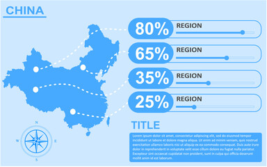 china country region map infographic with slider presentation design