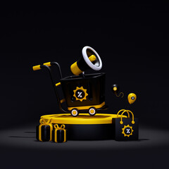 3d podium special black friday sale with ecommerce icon