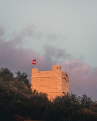 maltese castle at sunset