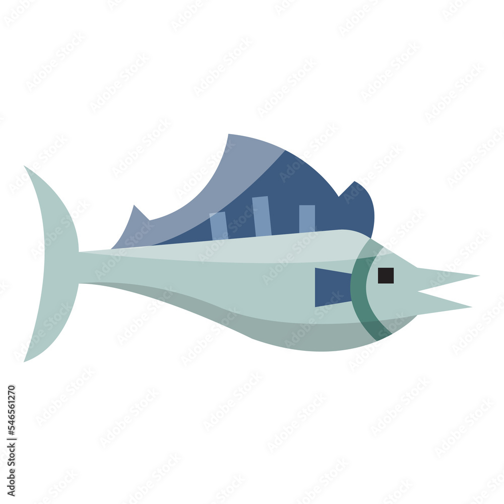 Wall mural blue marin fish. transparency background