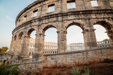 Obraz premium The Pula Arena, Roman amphitheater colosseum, Istria, Croatia