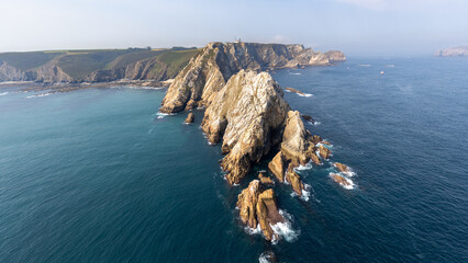 Vista aerea  del cabo peñas en la costa de Asturias