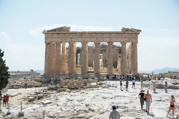 Gardinen Parthenon temple, old Greek ruins at sunny day in Acropolis of Athens, Greece. Acropolis of Athens on hill with amazing and beautiful ruins Parthenon © Maria