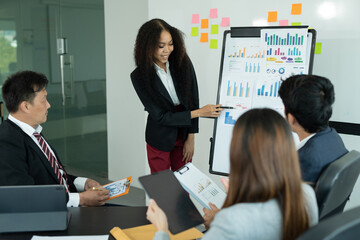 Asia business Meetings and presentations of new projects  consultations of business people in the company's meeting room. 