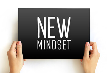New Mindset text on card, concept background