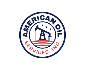 American Oil Derrick Logo Badge Design Template