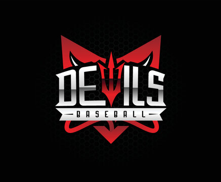 Black Devil Sport Team Logo Design Template