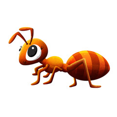 ant cartoon character. Cute red orange yellow cartoon ant illustration for various decorative works for children, clip art, children's books.