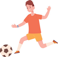 Fototapeta na wymiar Boy kicking soccer ball. Football player kid