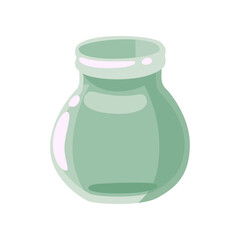 Empty round jar cartoon illustration. Glass can. Canning, conserve, grocery, tinned or preserved food concept