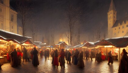 Obraz premium wonderful old christmas market at night