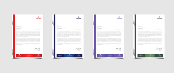 Creative and professional corporate company business letterhead template design with color variation bundle 