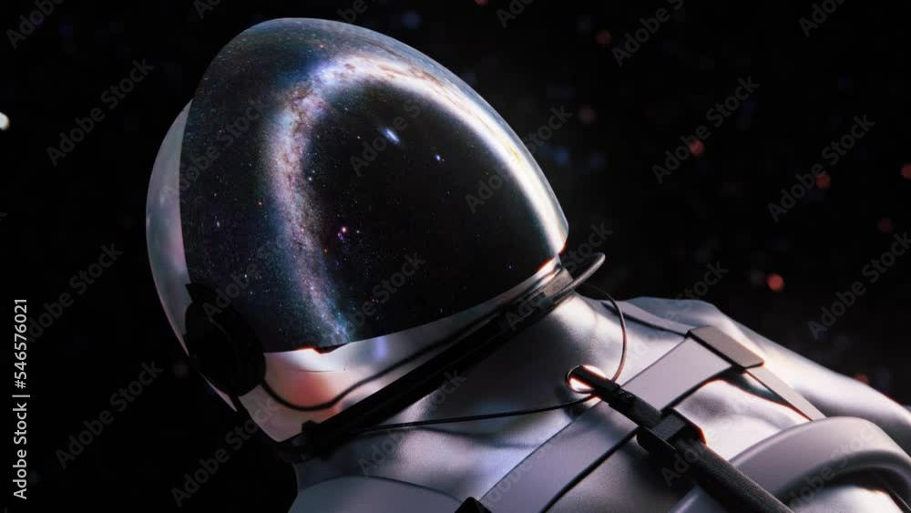 Aufkleber 3d render of an astronaut floating in space under glowing galaxy lights