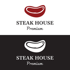 Steak house or vintage fresh meat Logo design.Premium quality grilled meat.Typography Badge for retro restaurant, bar and cafe.