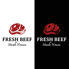 Steak house or vintage fresh meat Logo design.Premium quality grilled meat.Typography Badge for retro restaurant, bar and cafe.