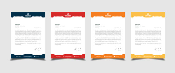 Creative and professional corporate company business letterhead template design with color variation bundle 