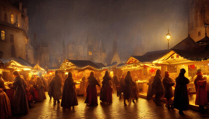 Wonderfull chrismas market at night
