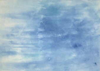 Abstract hand drawn watercolor. Colorful texture background. Picture for creative wallpaper or design art work. Pastel shade of blue.