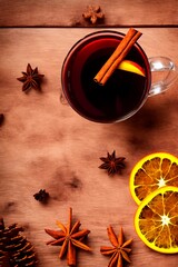 AI-generated Image Of  A Mulled Wine Christmas Drink With Spices