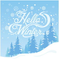 Fototapeta na wymiar Flat design hello winter background vector