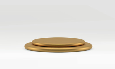Golden 3d podium round stage level pedestal basic foundation award arena for promo vector