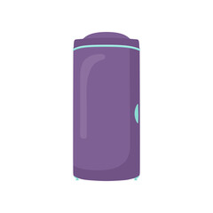 Purple closed tanning cabin cartoon illustration. Cosmetic procedure in spa salon, vertical sunbathing machine or cabin. Solarium, wellness, recreation, care, relaxation concept