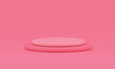 Pink 3d round podium level basic foundation geometric showcase for product presentation vector